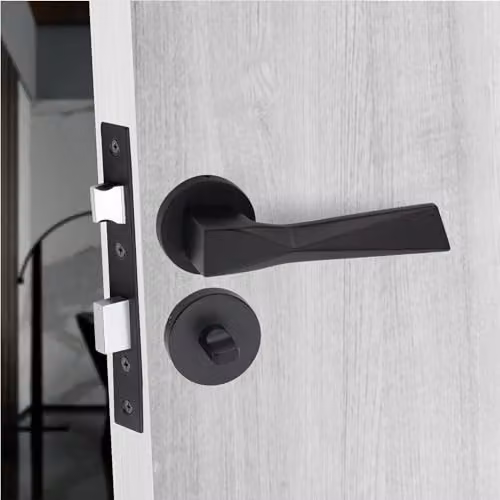 Golden Grace Modern Aura Bathroom Door Handles in Matt Black – 4