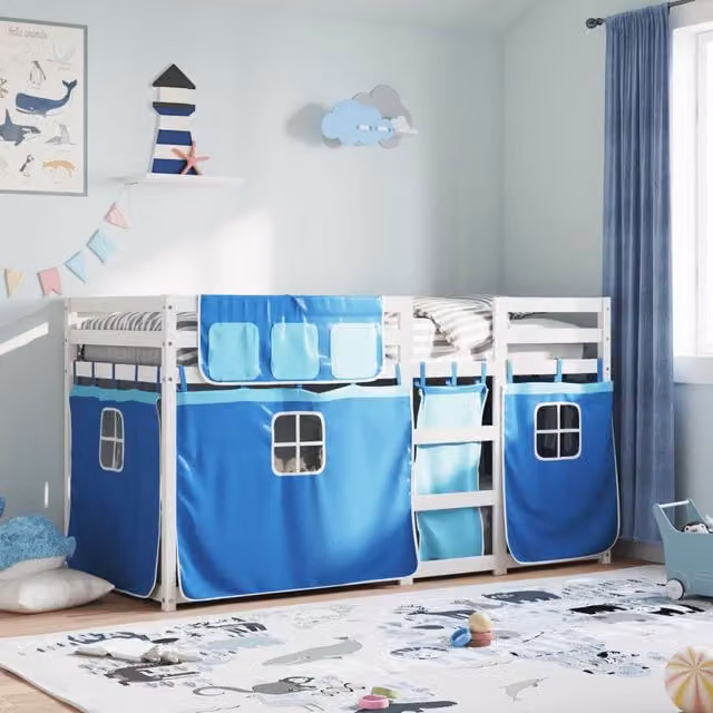 Berkfield Home Rustic Blue Solid Wood Pine Bunk Bed W/D/H: 80 x 200 cm