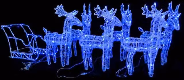 Berkfield Home Reindeers and Sleigh Christmas Decoration with 320 Blue LEDs – 1