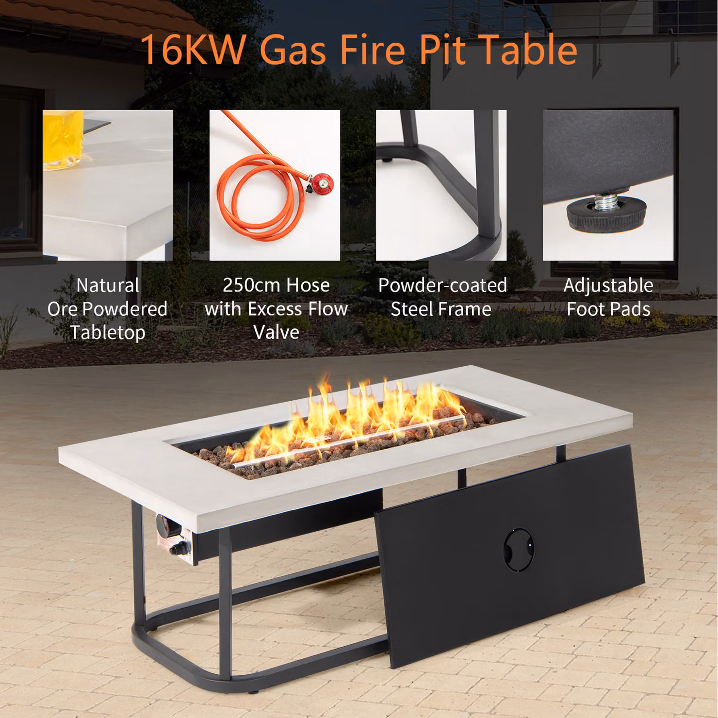 COSTWAY Grey Steel Gas Fire Pit Table – 2