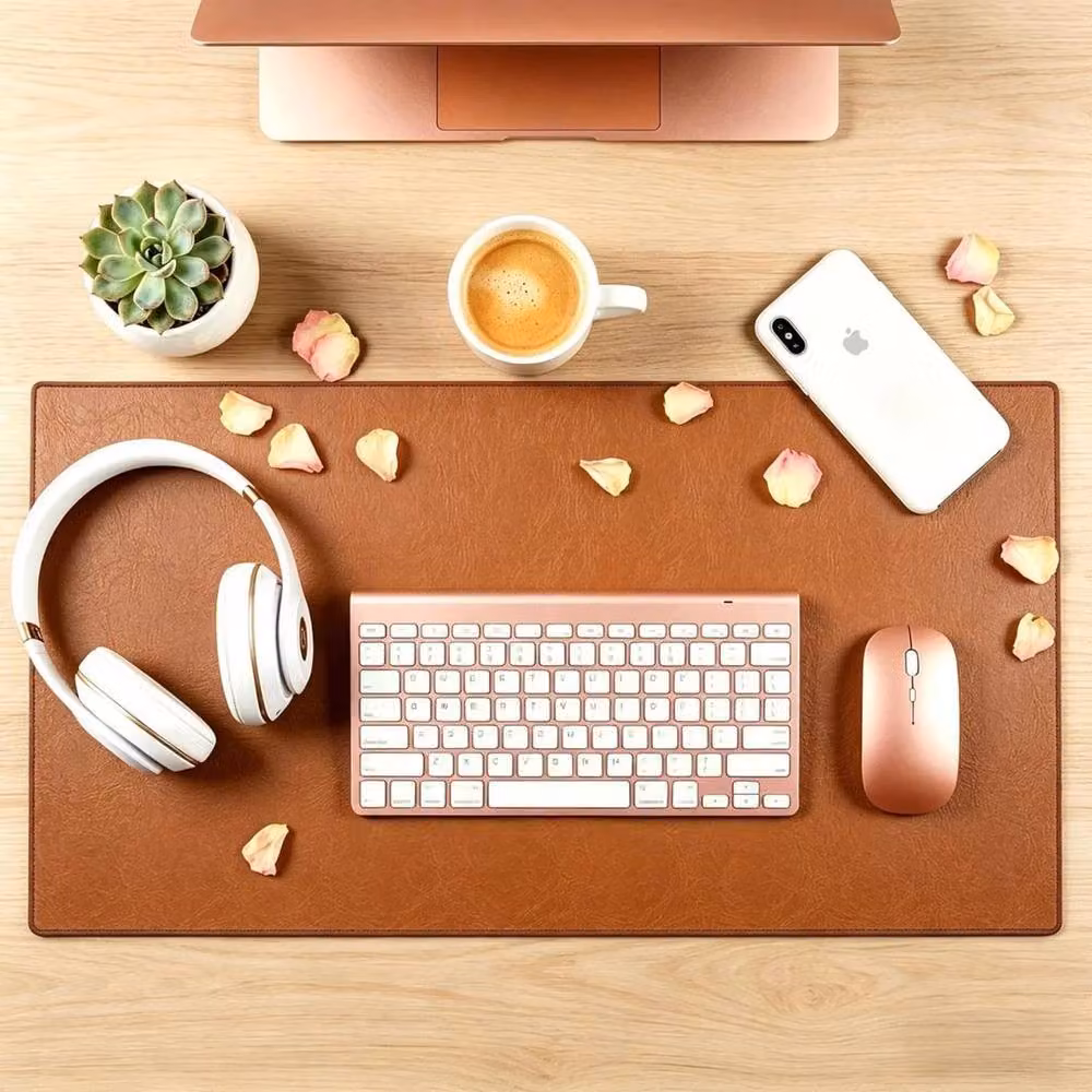 Kelvenix Faux Leather Desk Mat in Brown, W: 80 cm, D: 45 cm – 4