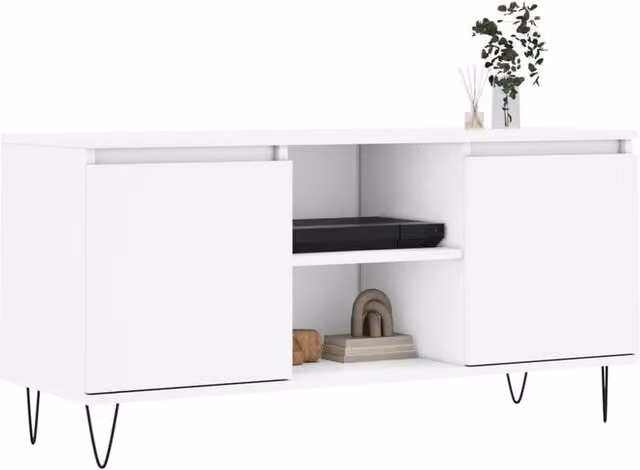 Berkfield Home Modern White TV Cabinet in Engineered Wood W/D/H: 104 x 35 x 50 cm – 1