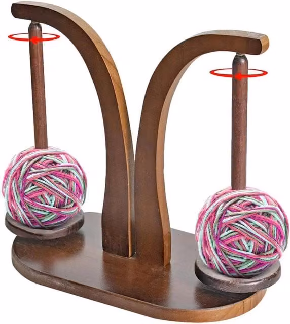 VOGREX Magnetic Wooden Yarn Storage Rack and Knitting Organiser in Brown