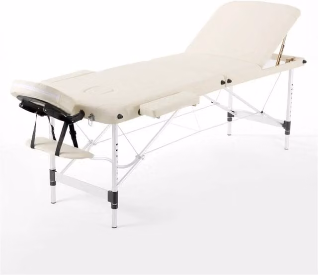 Hinsinc 3 Section Aluminum Massage Table in Beige, Width: 60 cm