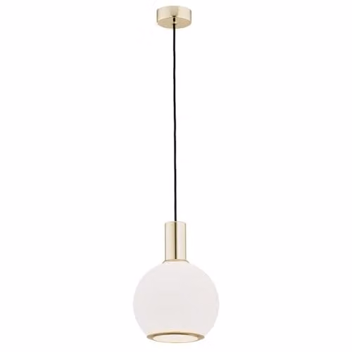 Argon SAGUNTO 4357 White and Gold/Brass Glass Sphere Pendant Light with E27 Socket