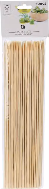 Excellent Bamboo BBQ Skewers, Beige, Pack of 100, Length: 25 cm – 1