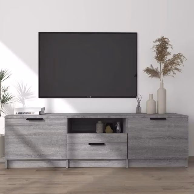 Berkfield Home Grey Sonoma TV Cabinet in Engineered Wood W/D/H: 140 x 35 x 40 cm