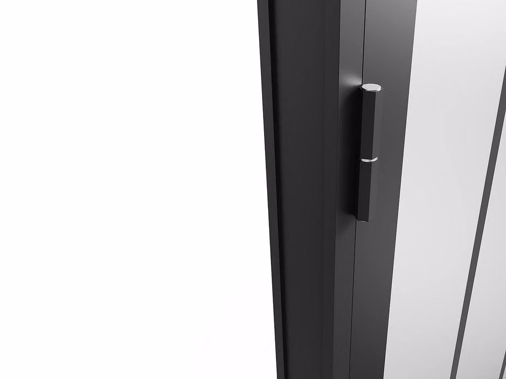 Vente-unique Reversible Industrial Style Workshop Swing Door in Black Aluminum and Frosted Tempered Glass – 5