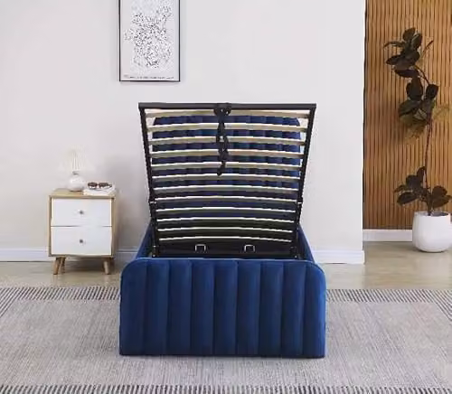 Kosy Koala Blue Velvet Ottoman Gas Lift Storage Bed with Mattress, 3ft Single, 90 x 200 cm – 3