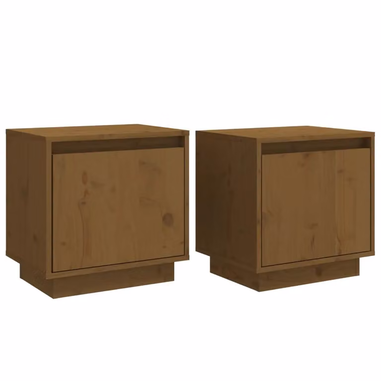 Berkfield Home Set of 2 Modern Honey Brown Solid Wood Pine Bedside Cabinets, W/D/H: 40 x 30 x 40 cm