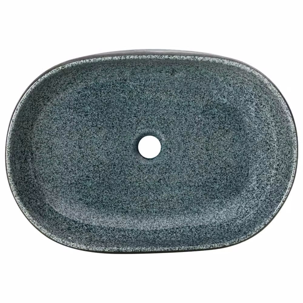 Berkfield Home Oval Ceramic Countertop Basin in Turquoise and Petrol, W/D/H: 59 x 40 x 14 cm – 3