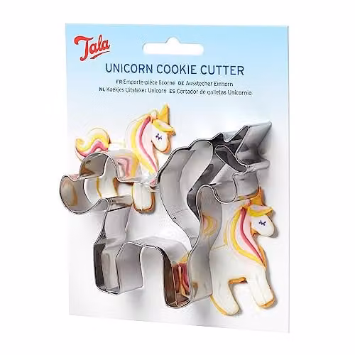 Tala Unicorn Cookie Cutter, Silver Stainless Steel Biscuit Cutter for Baking and Fondant
