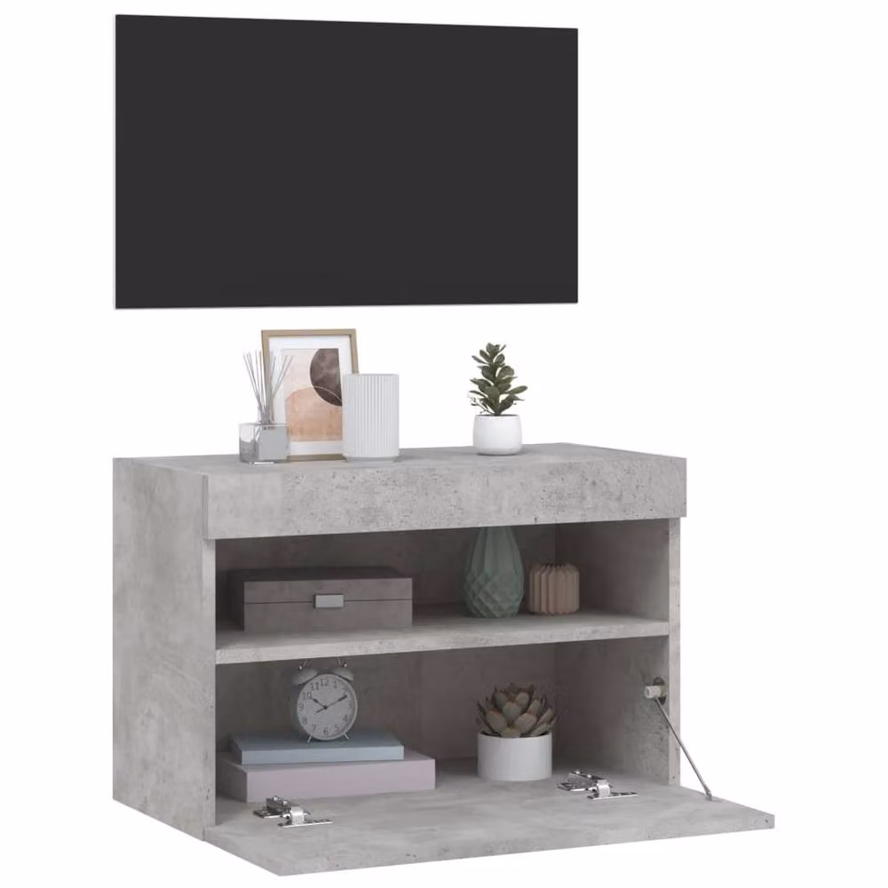 Berkfield Home TV Wall Cabinet with LED Lights in Concrete Grey, W/D/H: 60 x 30 x 40 cm – 4
