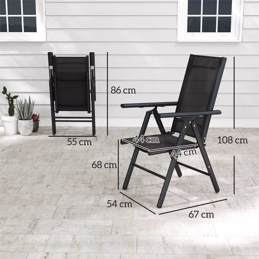 EONLION Set of 2 Black Metal Folding Garden Chairs – 2