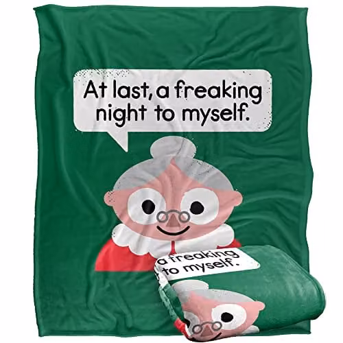 BCREATIVE - DAVID OLENICK The Claus Come Out Silky Touch Super Soft Fleece Throw Blanket in White, W/D/H: 152 x 127 cm