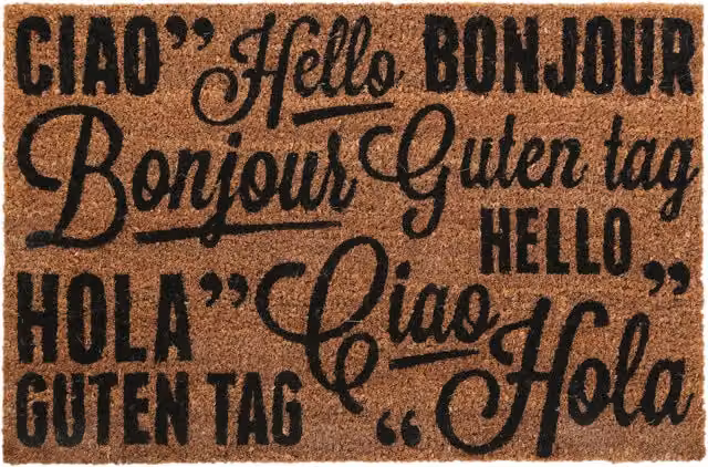 Orsina Rectangular Coir and PVC Non-Slip Doormat in Brown, Black and Gold, W: 60 cm, D: 40 cm, H: 2 cm – 4