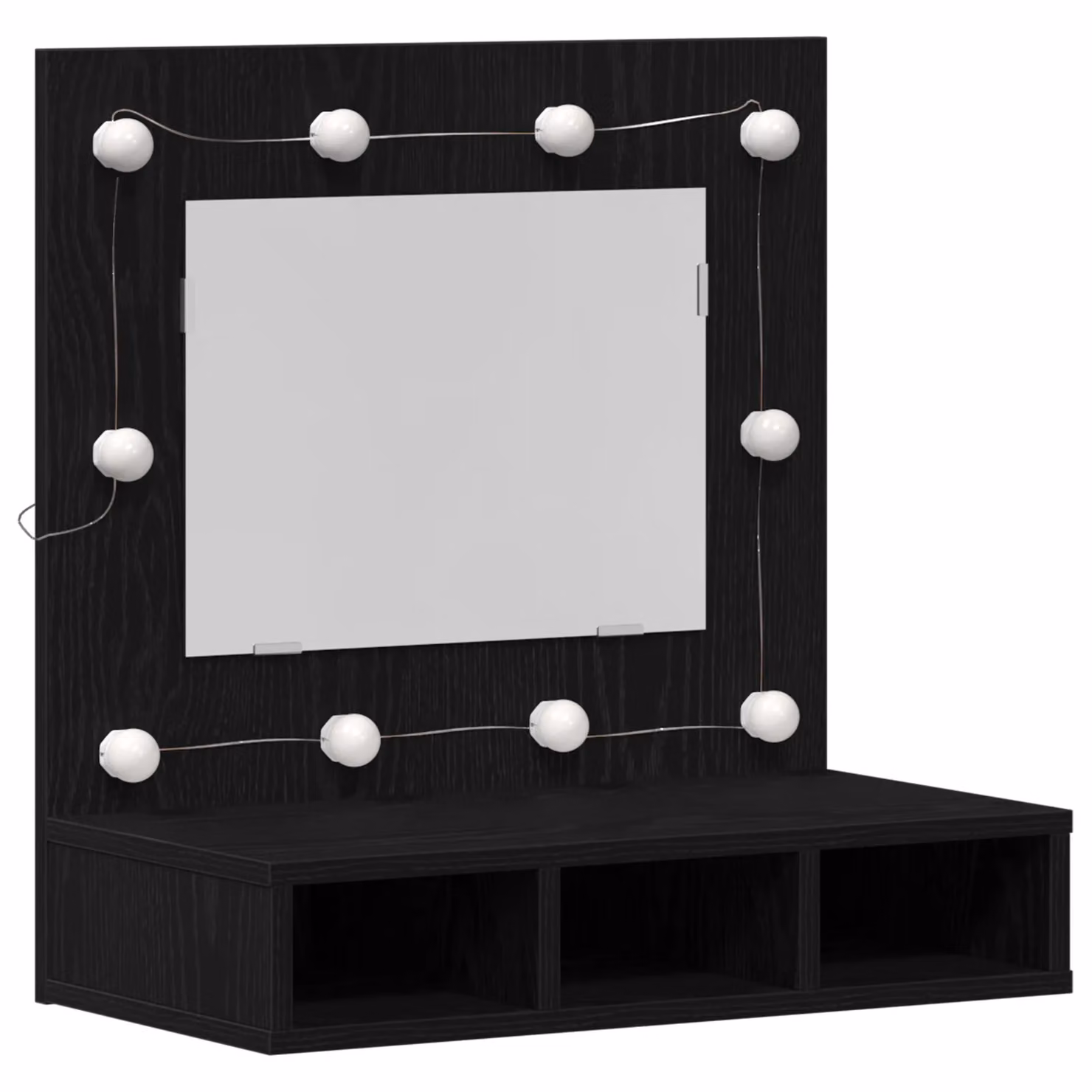 Berkfield Home Black Oak Wood Vanity Unit with Medium Mirror – 2