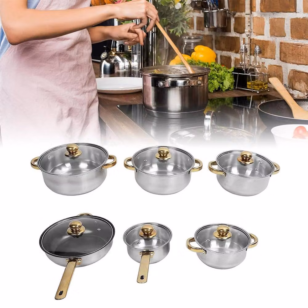 SPETLEK 20-Piece Non-Stick Stainless Steel Cookware Set with Silicone Details in Metallic Silver and Black – 3