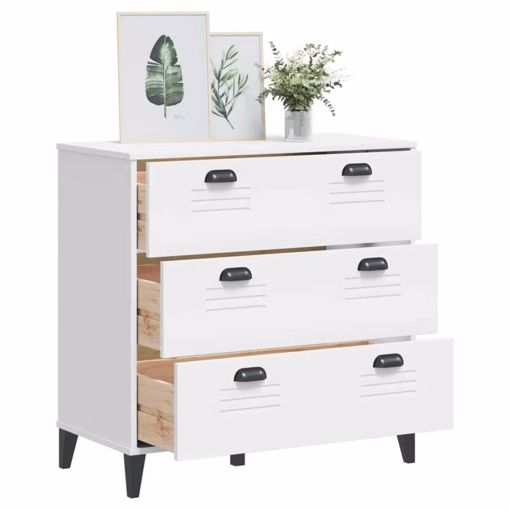 Berkfield Home VIKEN Freestanding Drawer Cabinet in White Matt MDF – 3