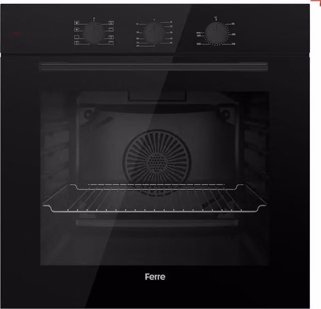 Ferre 68L Electric Built-in Turbo Fan Oven with Glass Finish in Black