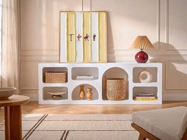 Vente-unique LUELA TV Stand with 7 Shelves in White – 1