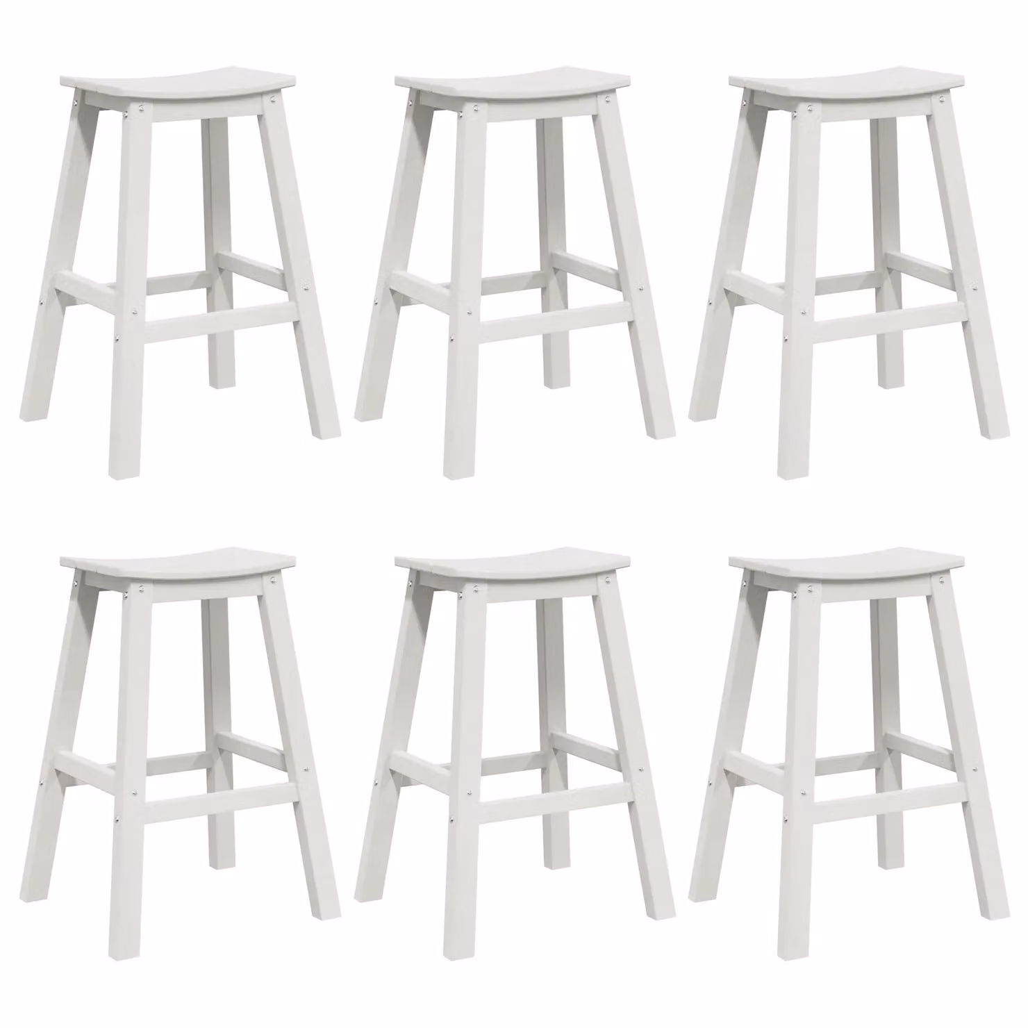 Berkfield Home Set of 9 Modern White HDPE Plastic Bar Stools – 2