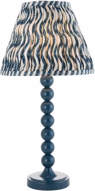 Netlighting Higgledy Gloss Blue Table Lamp with Blue Fabric Ripple Shade, Diameter: 25 cm, E14 – 1