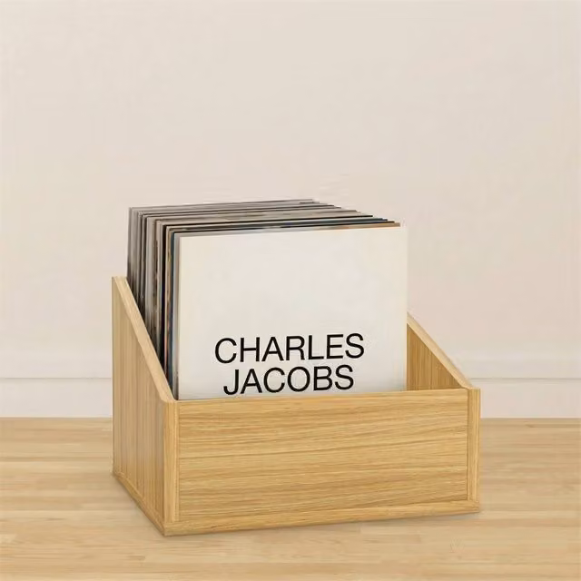 Charles Jacobs Modern Media Storage Unit in Brown Wood Finish, W/D/H: 36.5 x 34.0 x 26.5 cm