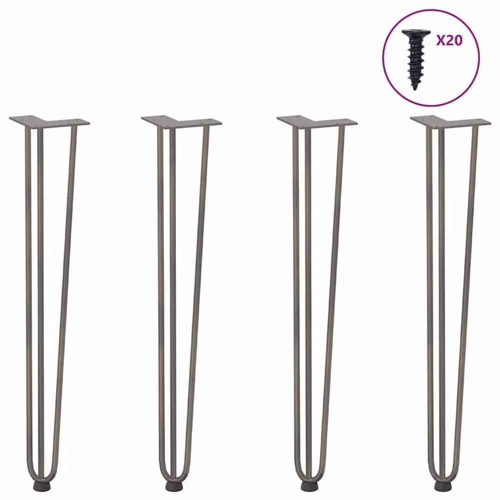Berkfield Home Hairpin Table Legs, 4 Piece Set, Grey Steel, Height: 72 cm – 1