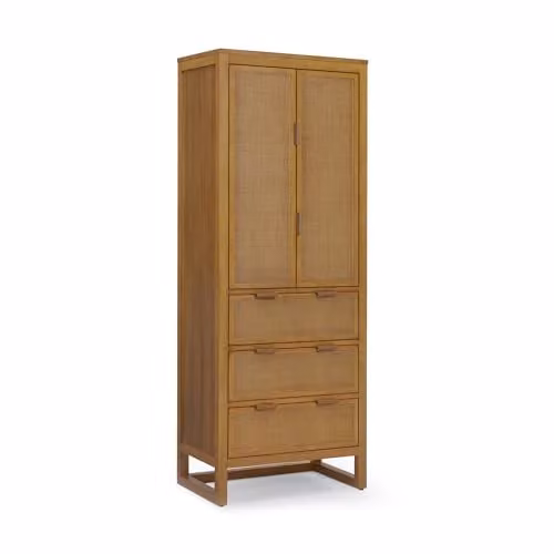 Teamson Home Hatteras Wooden Linen Cabinet in Sand, H 165 x W 60.96 x D 40.64 cm