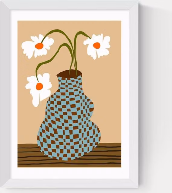 East End Prints Party Floral Pottery Framed Botanical Illustration Art Print in White and Multicolour