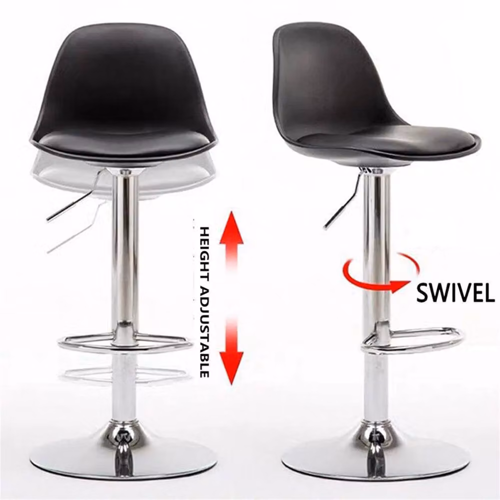 Nordara Black Synthetic Leather Adjustable Height Swivel Bar Stools with Metal Base – 3