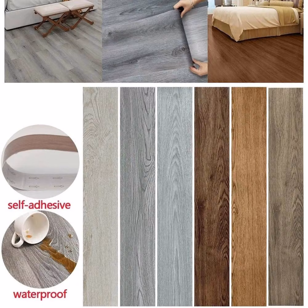 NESTLUNE Grey Wood Effect Self Adhesive Vinyl Floor Plank Tiles, 36 Pack, W: 52 cm, L: 1000 cm – 2