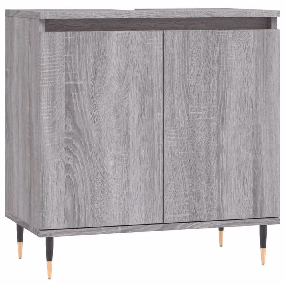 Berkfield Home 3 Piece Modern Grey Bathroom Cabinet Set with Hinged Doors and Internal Shelves – 4