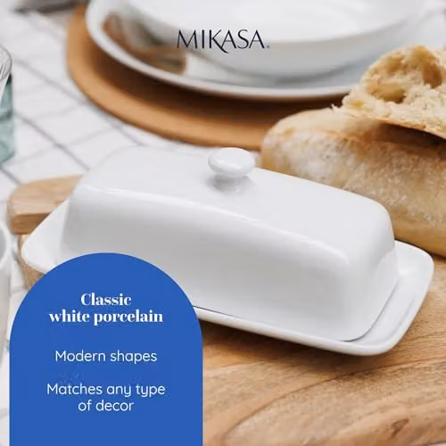 Mikasa Chalk White Porcelain Butter Dish – 3