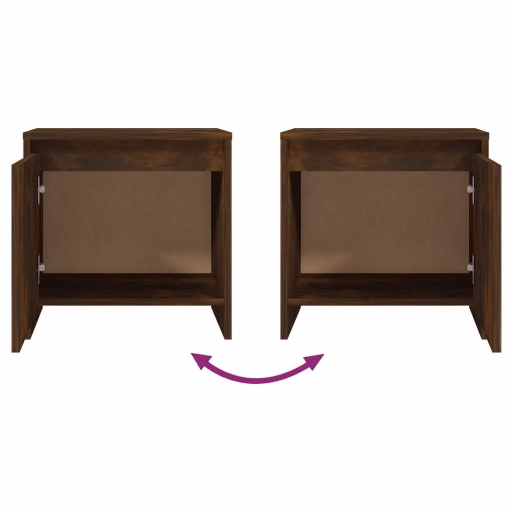 Berkfield Home Set of 2 Bedside Cabinets in Smoked Oak Brown, W/D/H: 45 x 34 x 44.5 cm – 7