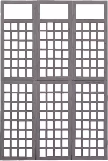 Berkfield Home 3-Panel Trellis Room Divider in Grey Solid Wood, W/H: 121 x 180 cm – 1