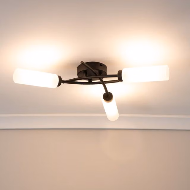 ValueLights Maya Curved 3 Way Flush Ceiling Light in Black