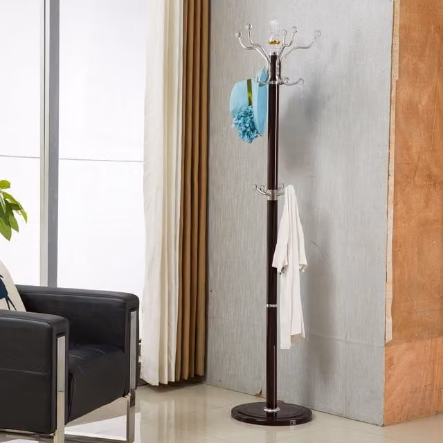 Modernique Metallo Metal Tube Post Tree Coat Rack with Heavy Base, Brown, H: 185 cm, W: 38 cm, D: 38 cm
