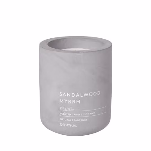Blomus Fraga Sandalwood Myrrh Scented Pillar Candle, Grey Concrete – 1