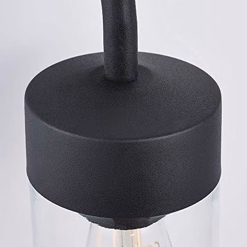 Loops IP44 Outdoor Wall Light, Black Stainless Steel and Transparent Glass Maritime Lantern, Dimmable – 3