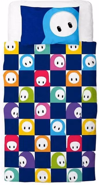 Fall Guys Grid Reversible Single Duvet Set and Pillowcase in Multicolour Checked Design – 1