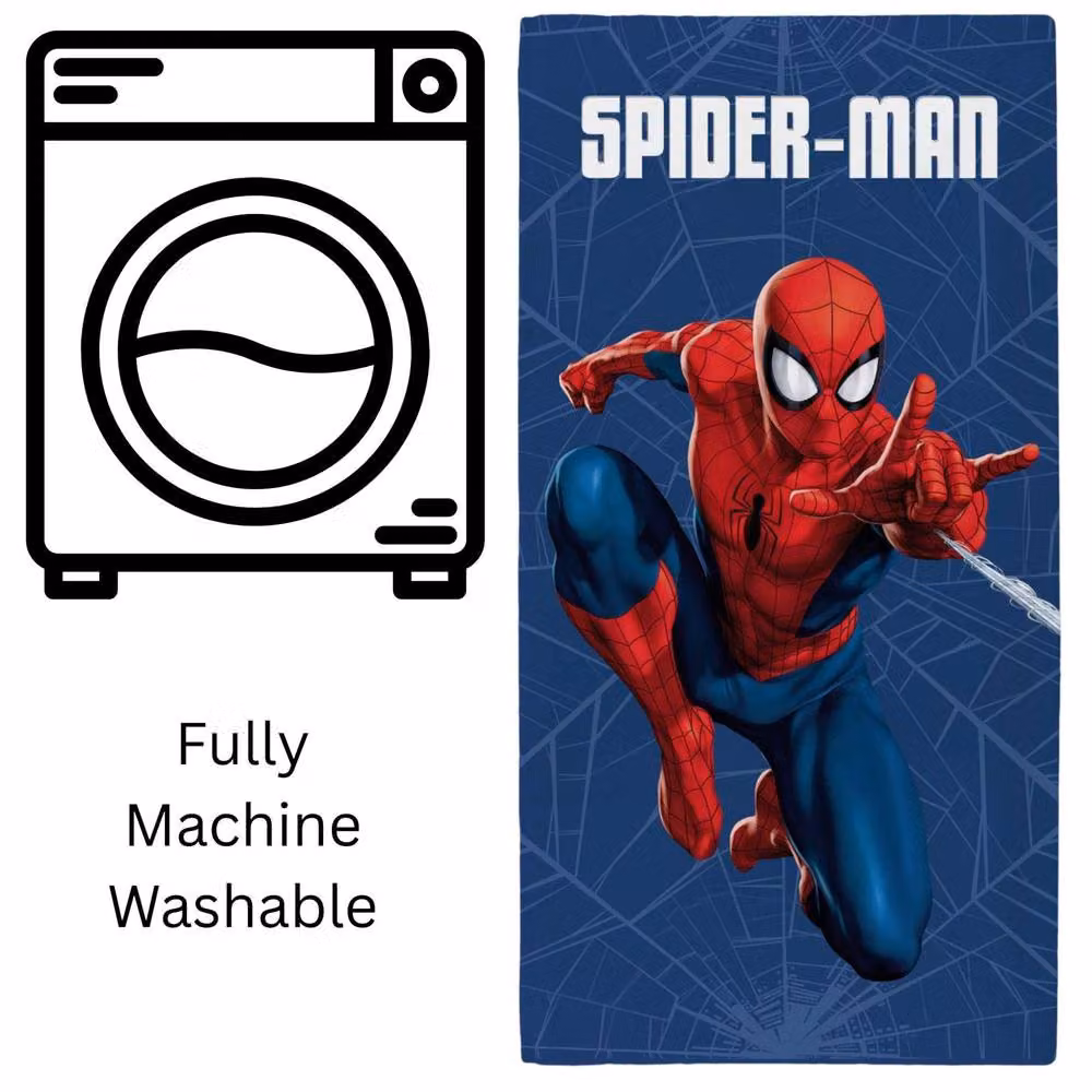 Coco Moon Marvel Spider-Man Blue Cotton Bath and Beach Towel for Boys and Girls, W/D/H: 140 x 70 x 70 cm – 6
