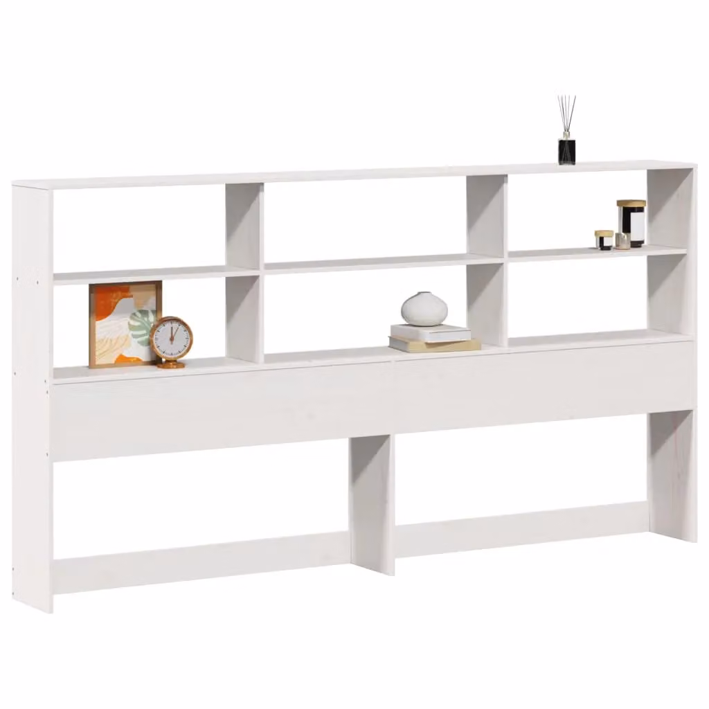 Berkfield Home White Solid Wood Pine Headboard with Storage, 180 cm – 2