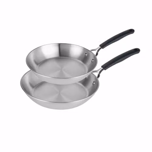 Prestige Uncoated Stainless Steel Frying Pan Set, 2-Piece, Silver – 1