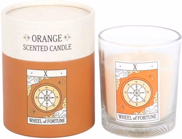 KDMK Wheel of Fortune Tarot Votive Candle, White, Fruity Scent