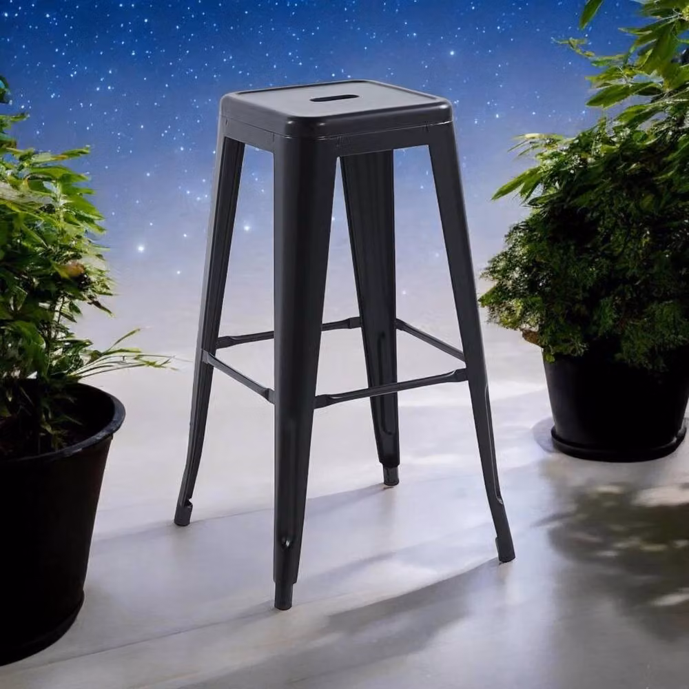 PAWNORA Industrial Metal Bar Stool in Black – 2