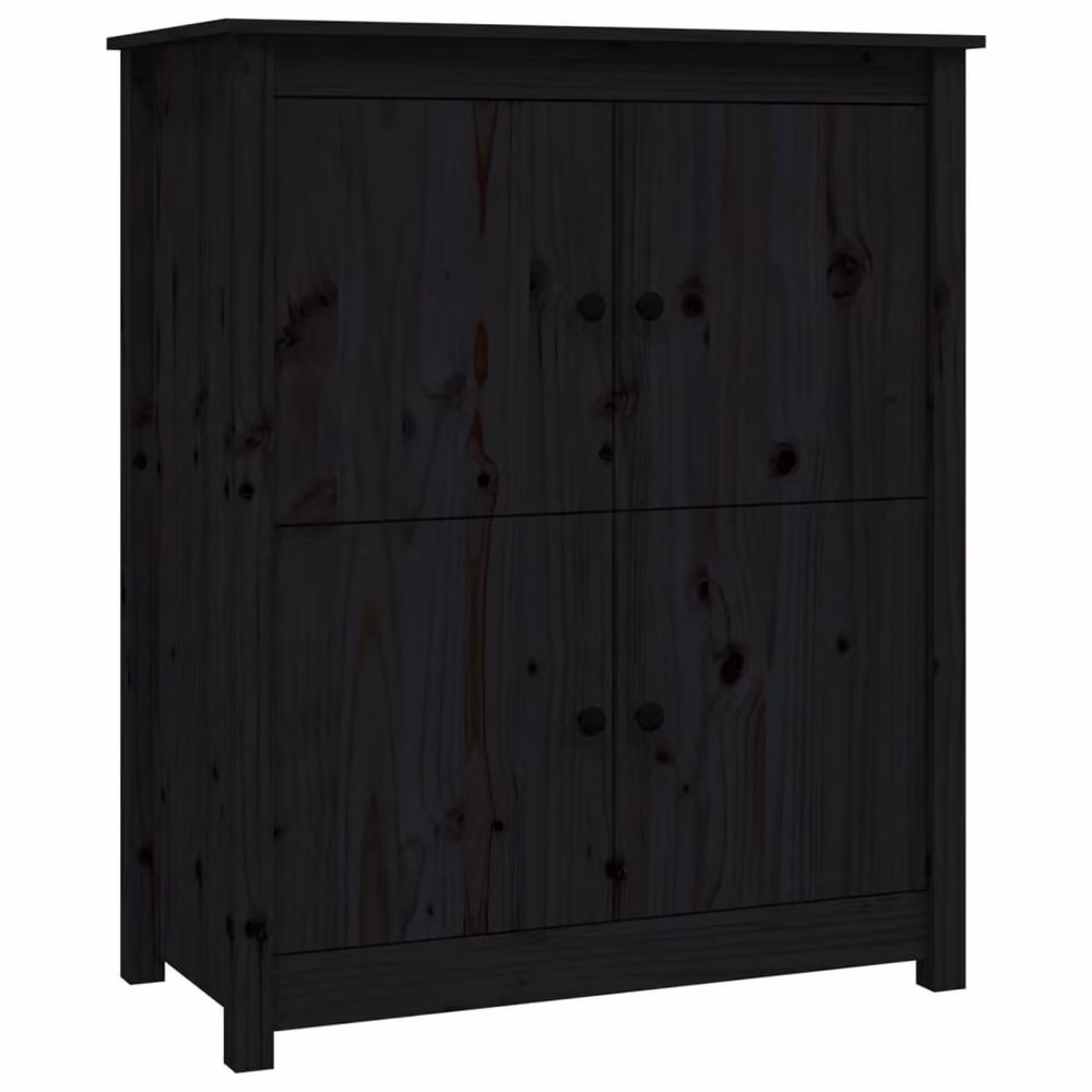 Berkfield Home Black Solid Wood Pine Sideboard W: 83 cm, D: 41.5 cm, H: 100 cm – 2