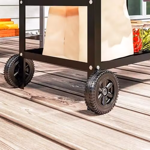 Outsunny BBQ Trolley Cover in Black with Stainless Steel Top and Wheels, W/D/H: 78 x 45 x 80 cm – 9
