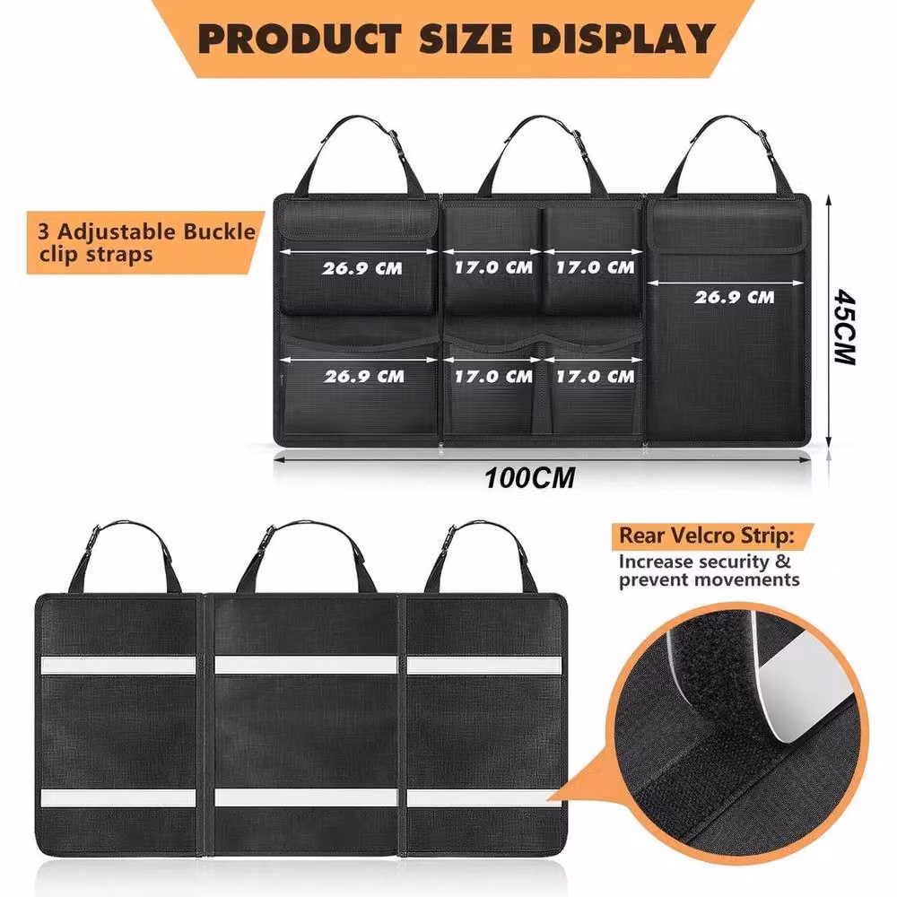NESTLUNE Large Boot Organiser and Back Seat Storage Bag in Black – 4